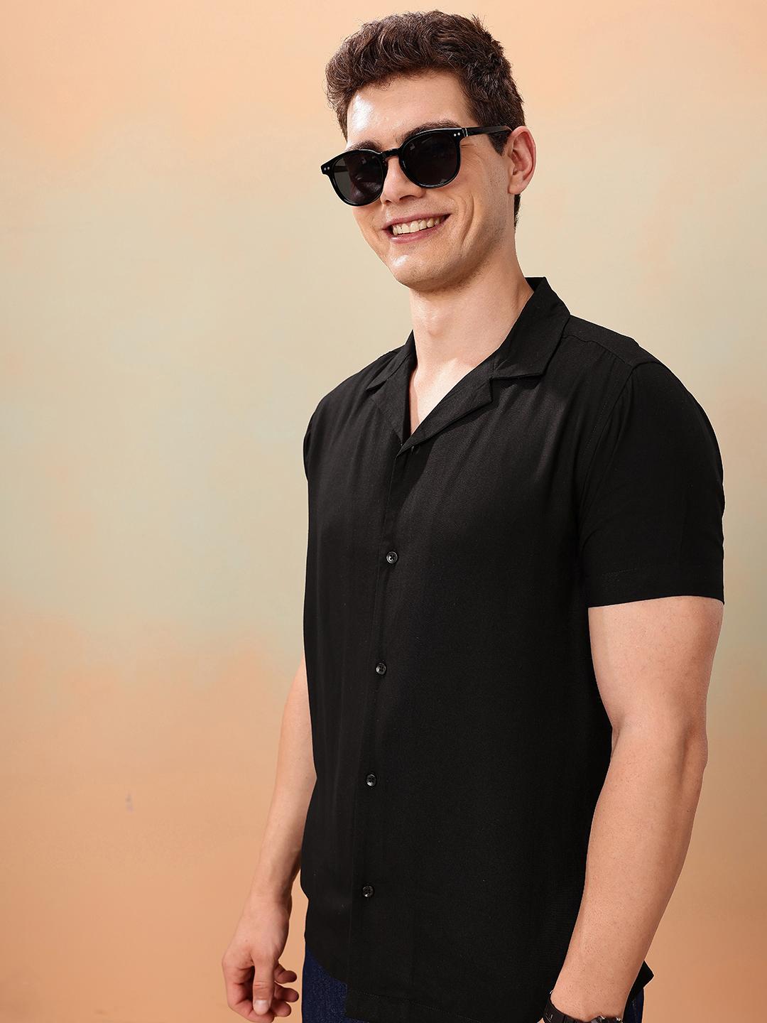 Mast & Harbour Men Classic Cuban Collar Pure Cotton Casual Shirt