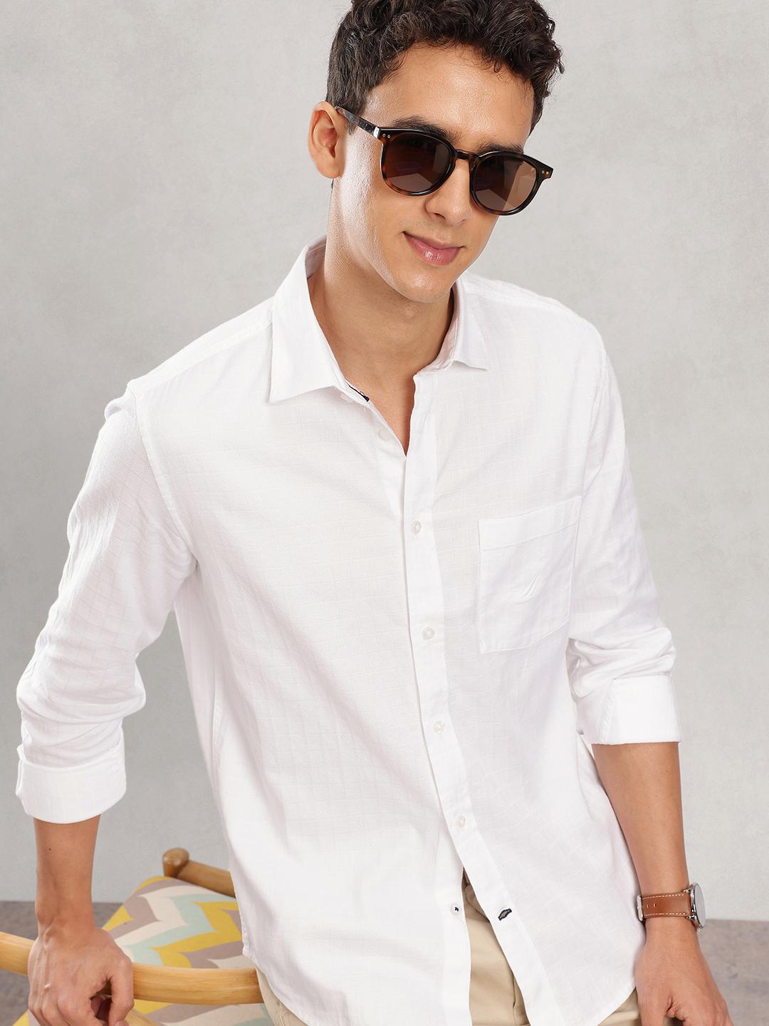 Nautica Men Premium Slim Fit Pure Cotton Casual Shirt