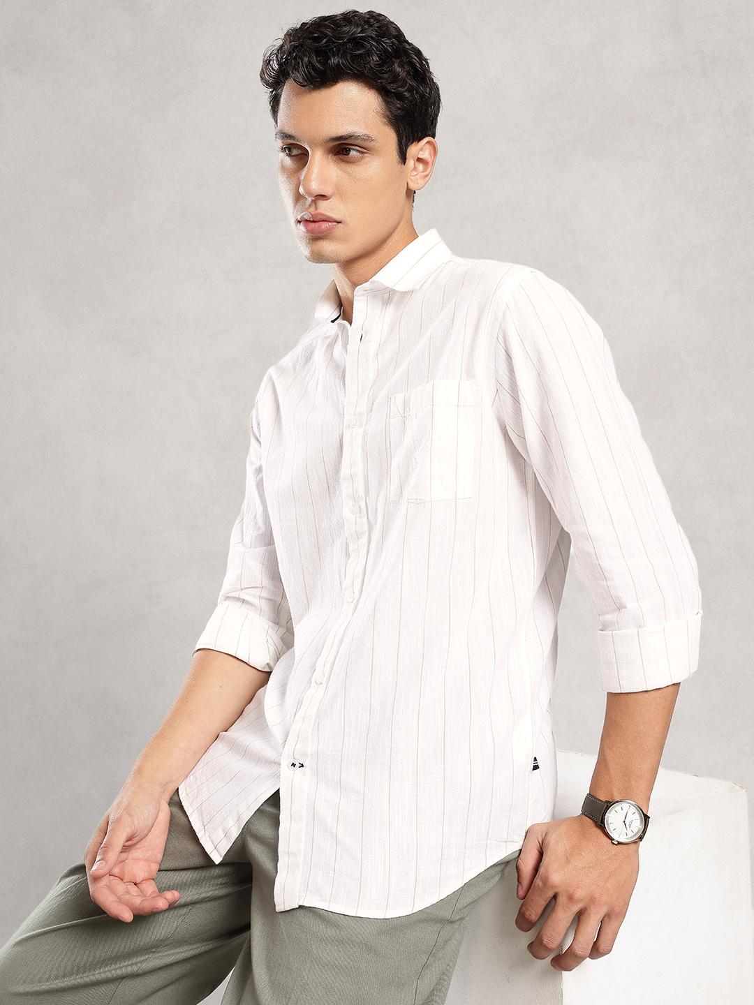 Nautica Men Striped Regular Fit Casual Shirt