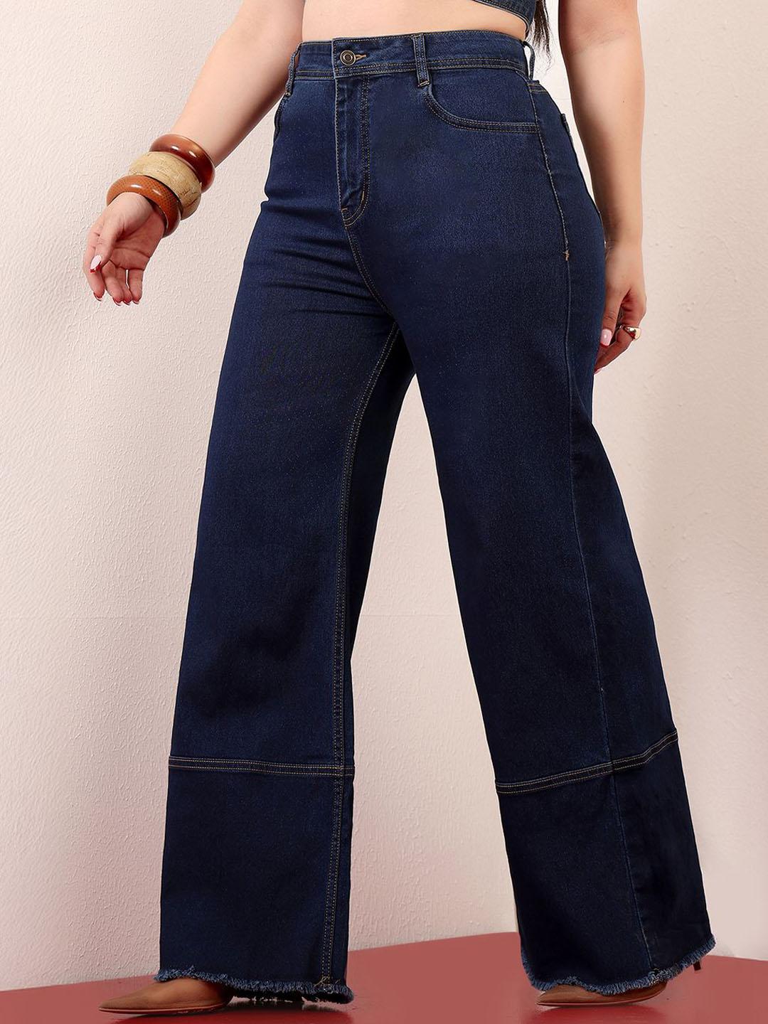 Miss Chase A+ Women's Wide Leg High Rise Clean Look Stretchable Denim Jeans