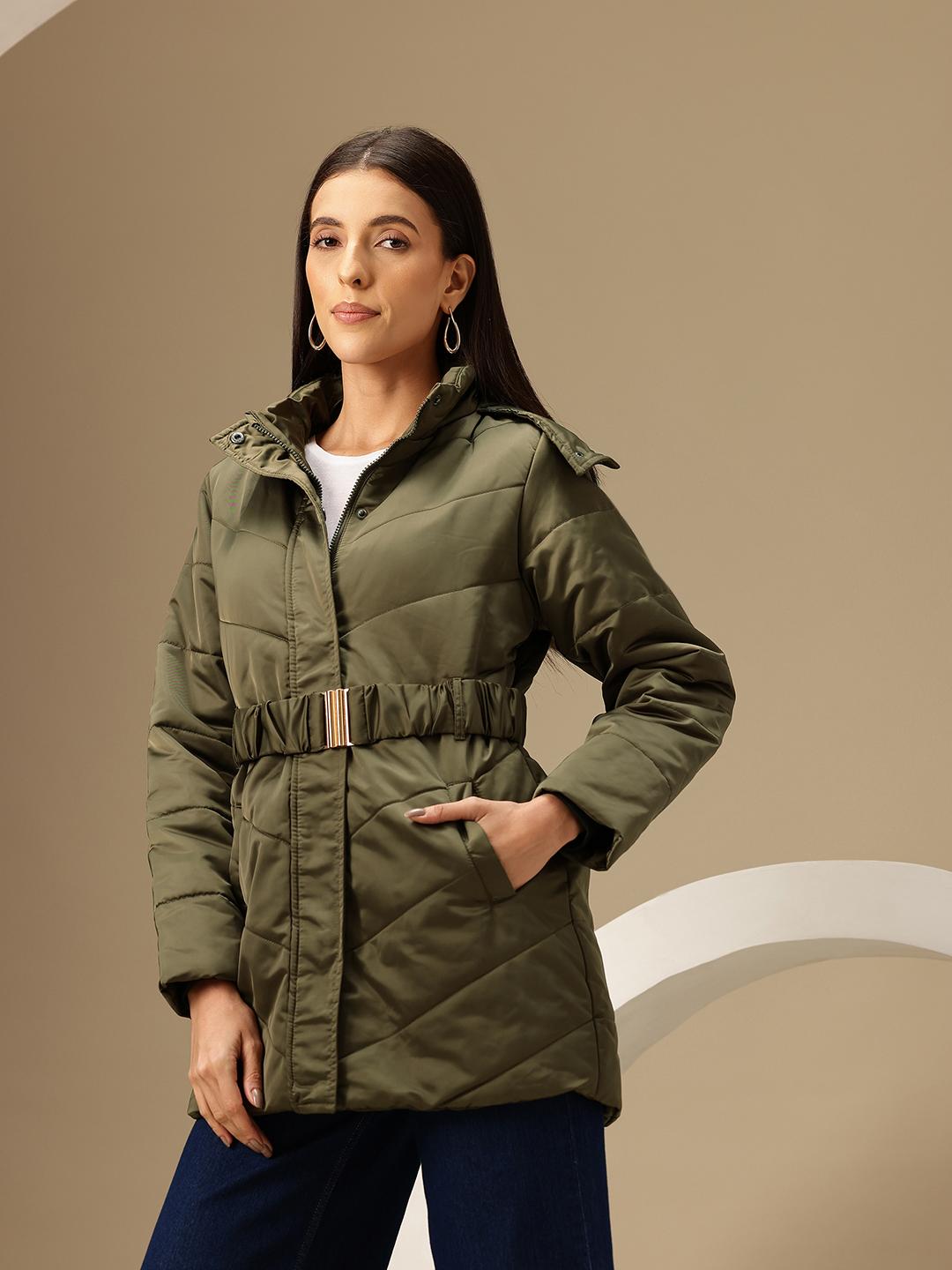 Chemistry Longline Faux Fur Trim Parka Jacket With Belt