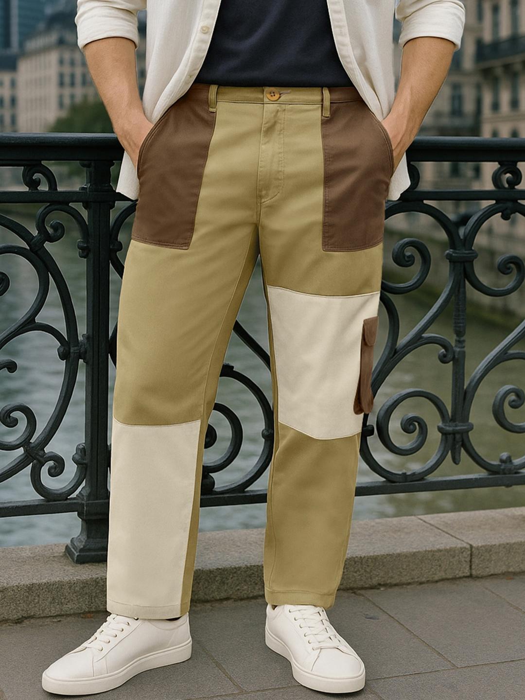 Bewakoof Men Irish Cream Baggy Straight Fit C