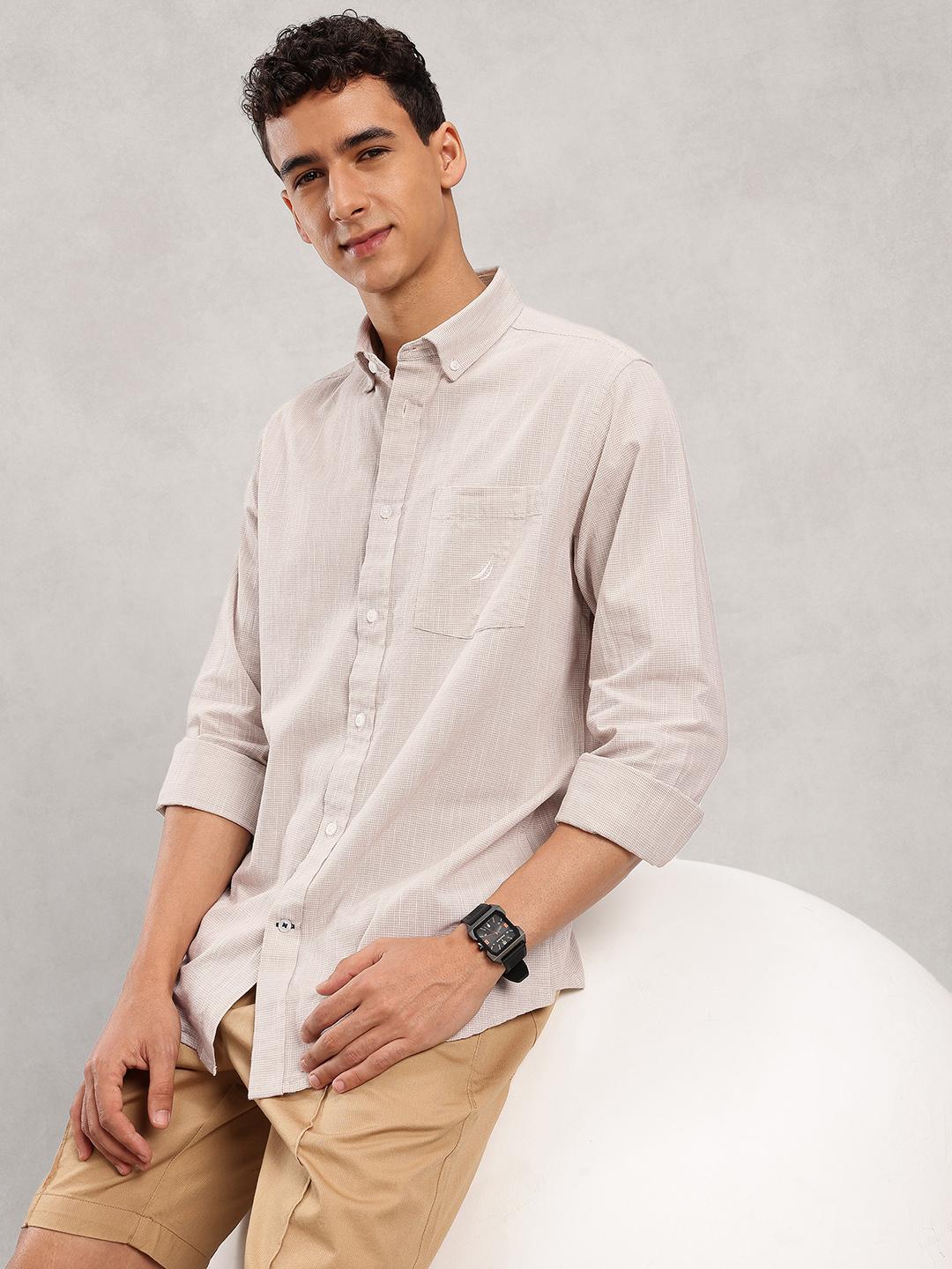 Nautica Men Premium Cotton Linen Casual Shirt