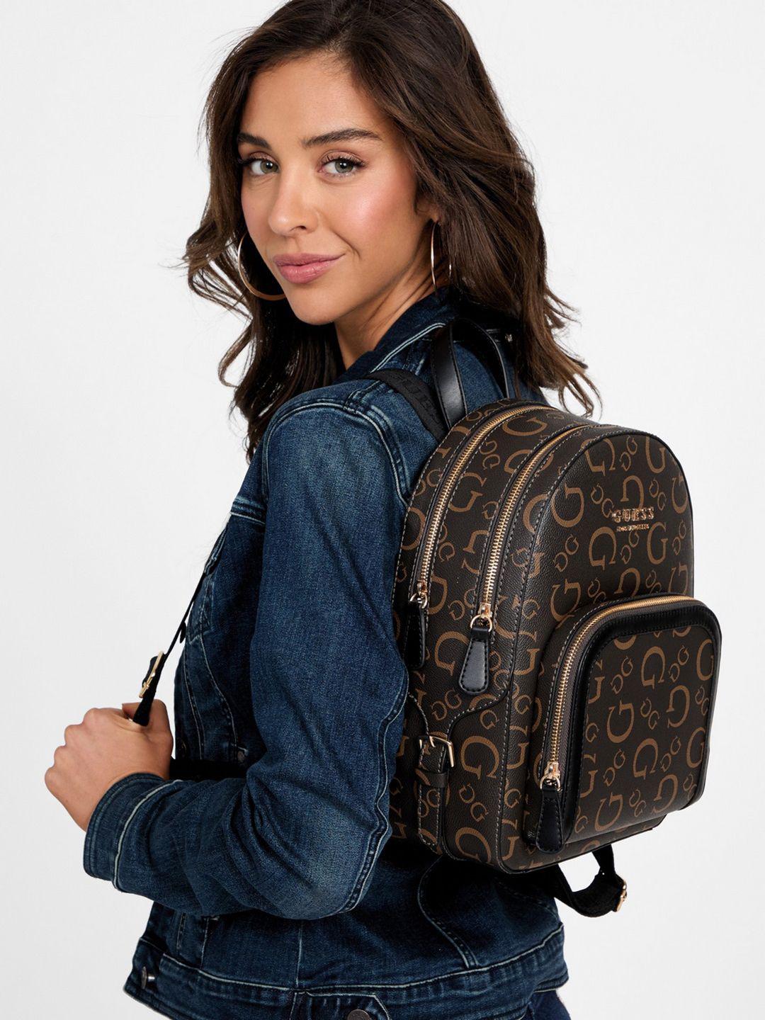 Buy GUESS Women Typography Ergonomic Saffron Backpack - Backpacks for ...