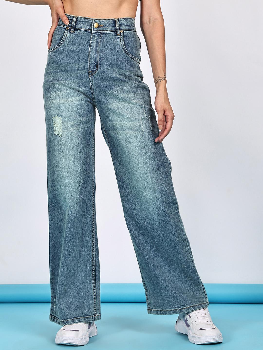 PUELLA Women Straight Fit High-Rise Light Fade Stretchable Jeans