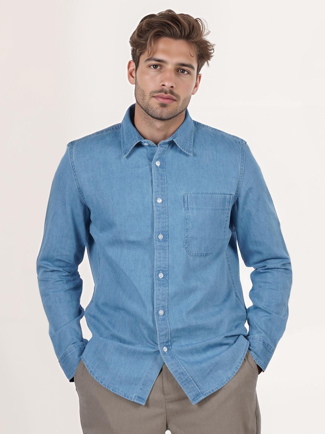 CELIO COTTON SHIRT AND DENIM SET - LATTE main image 0