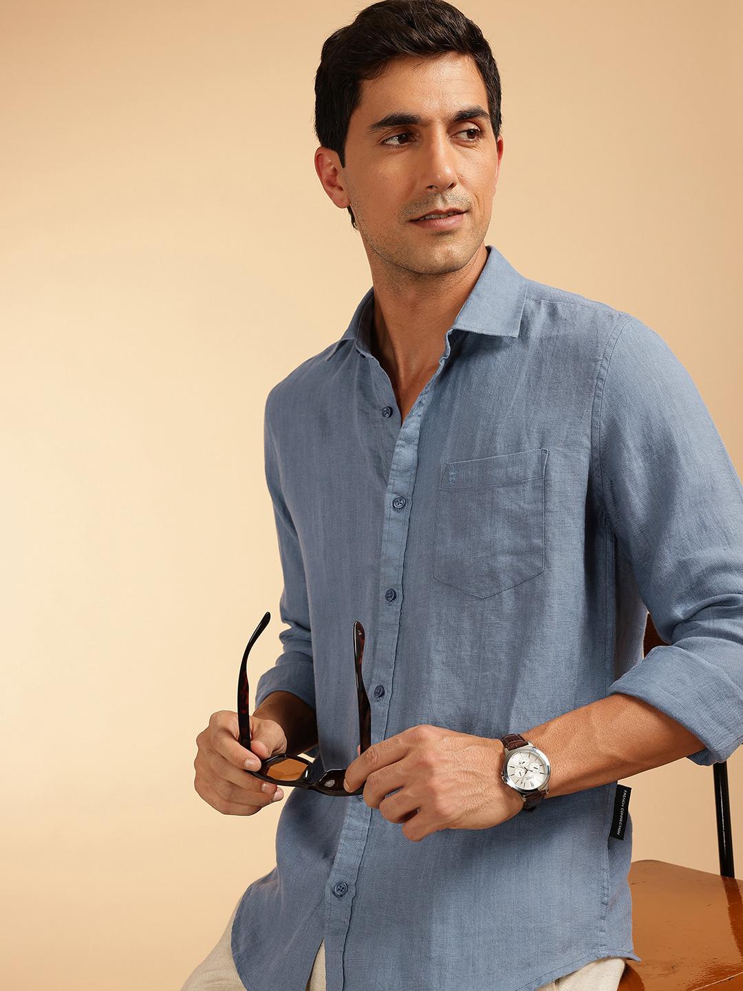 Men Exercise Wallet Buy French Connection Men Premium Slim Fit Pure Linen Casual Shirt ...