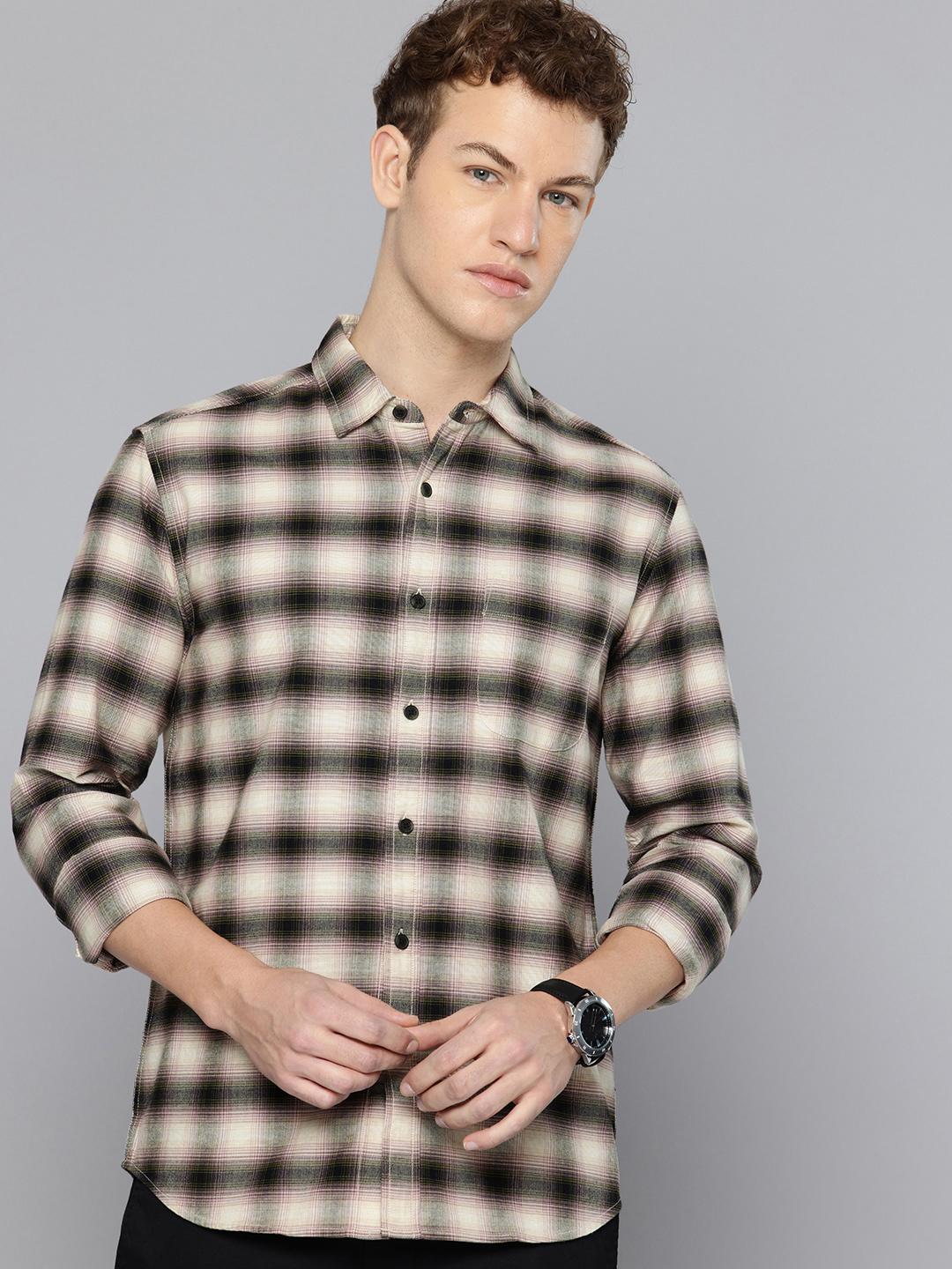 Flying Machine Slim Fit Checked Pure Cotton Casual Shirt