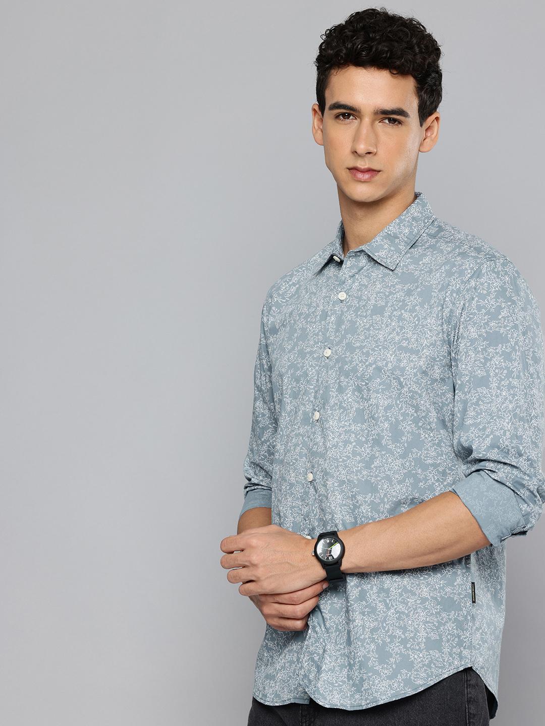 Flying Machine Pure Cotton Slim Fit Floral Printed Casual Shirt