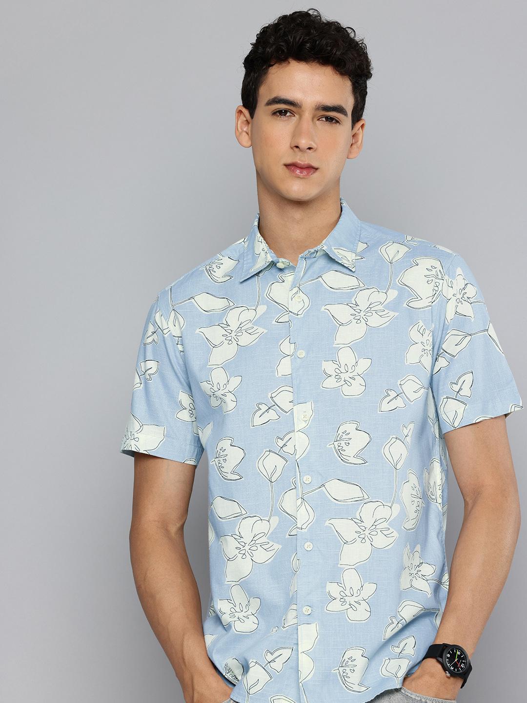 Flying Machine Pure Cotton Slim Fit Floral Printed Casual Shirt