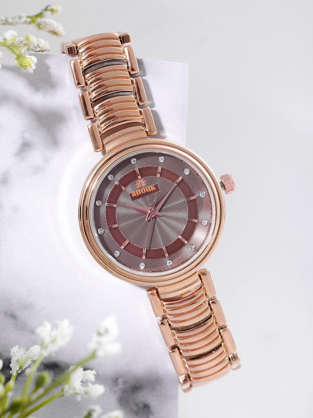 Buy Anouk Women Brass Dial & Textured Straps Analogue Watch - Watches ...