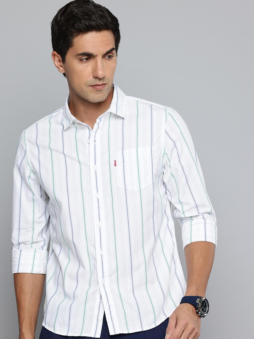 Levis Slim Fit Striped Cotton Casual Shirt