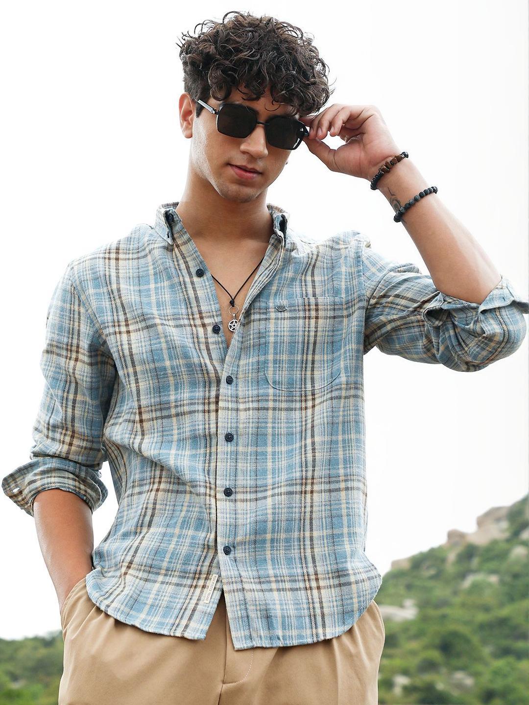 Campus Sutra Checked Long Sleeves Comfort Cotton Shirt