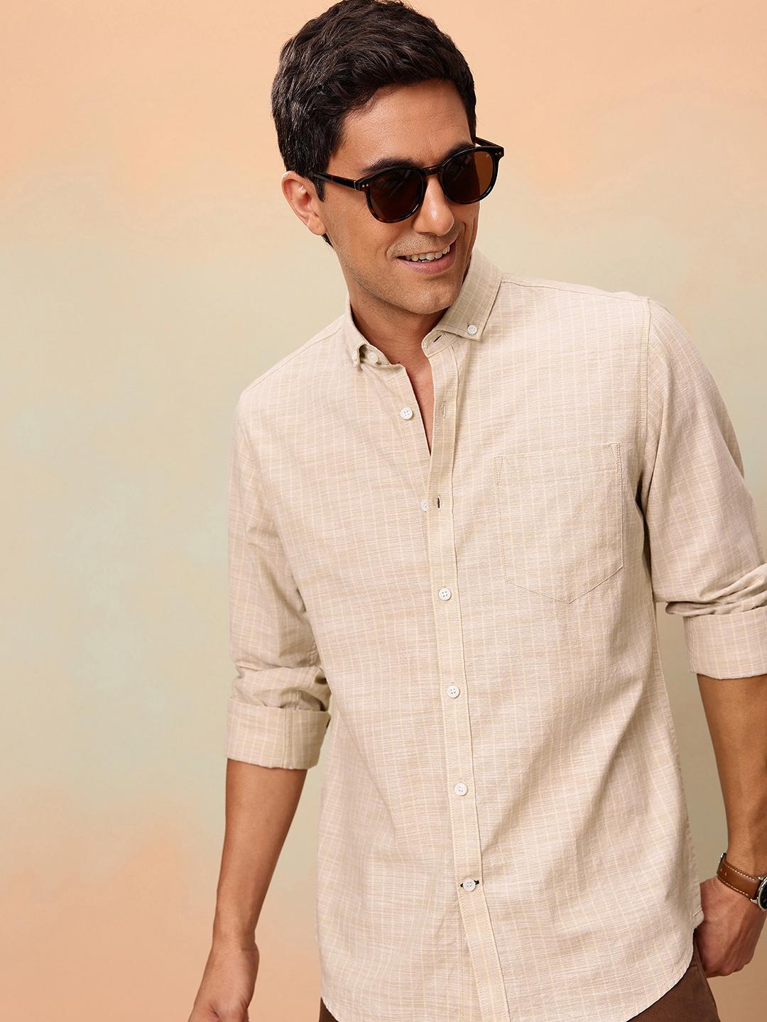 Mast & Harbour Men Standard Striped Pure Cotton Casual Shirt