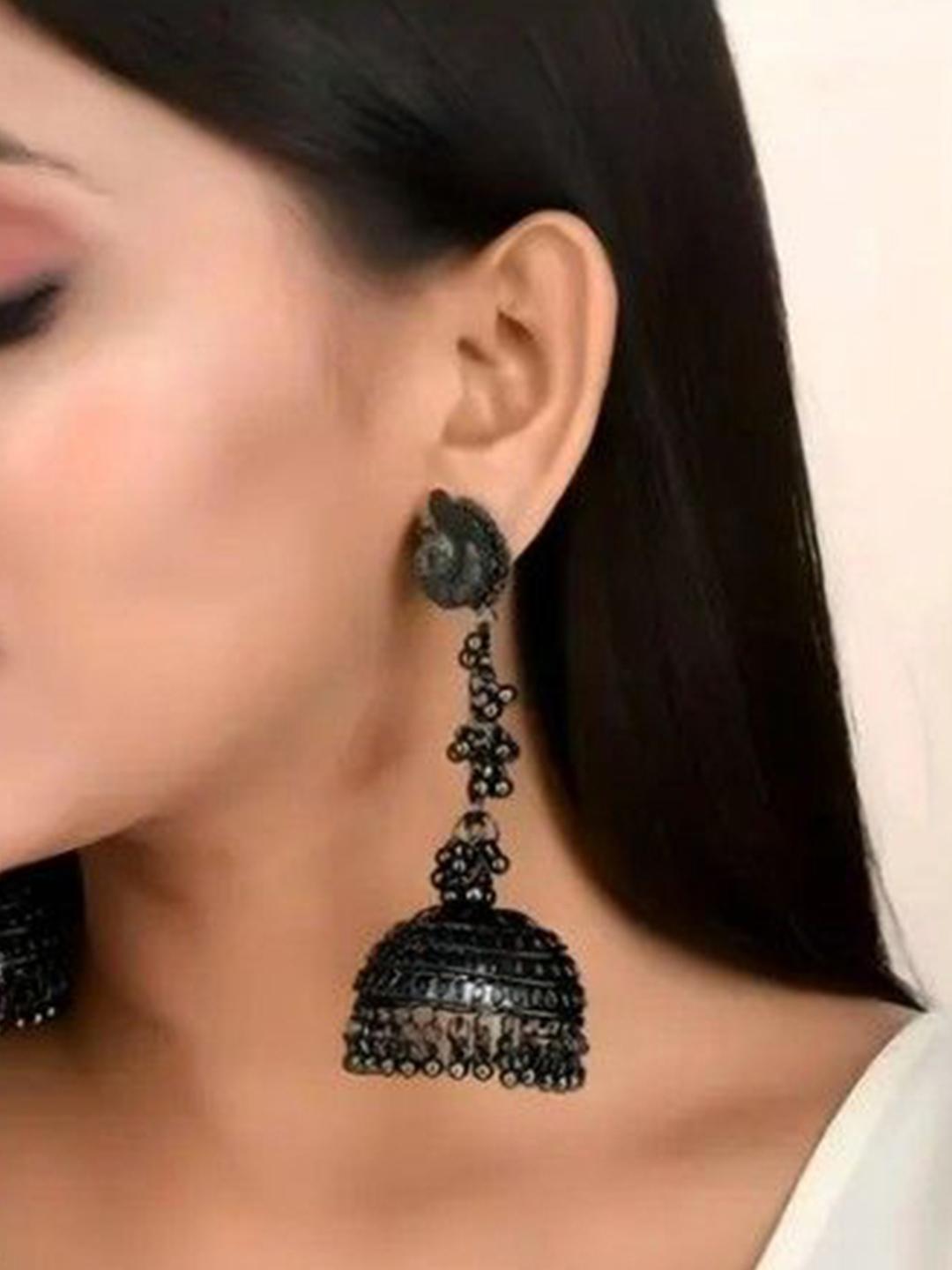 Buy Samridhi DC Ghunghroo Beaded Oxidised Dome Shaped Jhumkas - - Accessories for Women