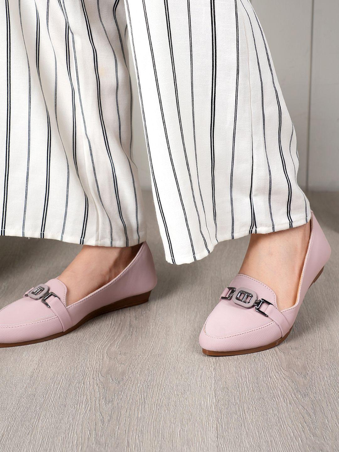 Buy Mast & Harbour Women Embellished Textured Pointed Toe Ballerinas -  - Footwear for Women