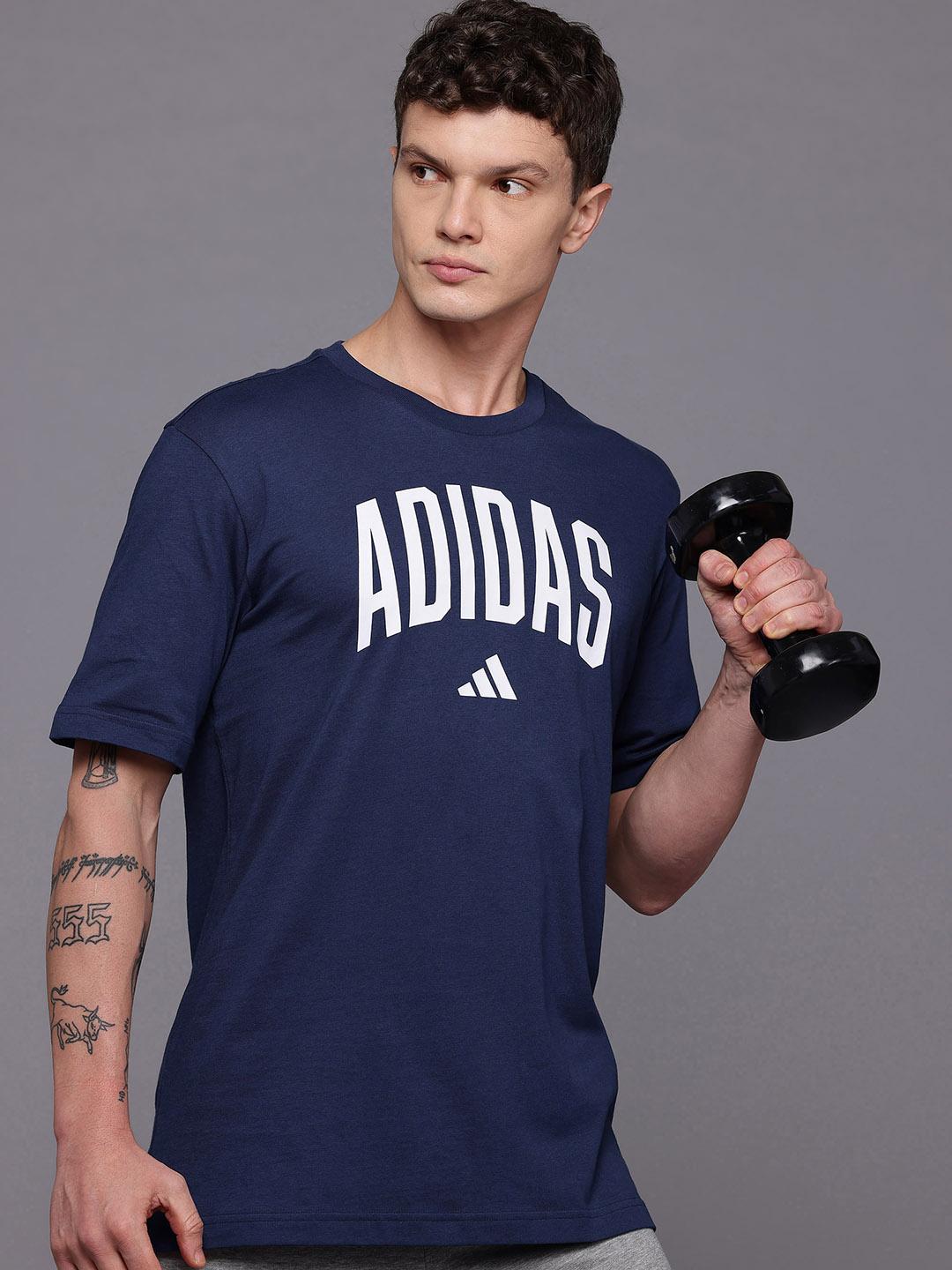 Buy ADIDAS Men Typography Printed COLLEGIATE Pure Cotton T Shirt ...