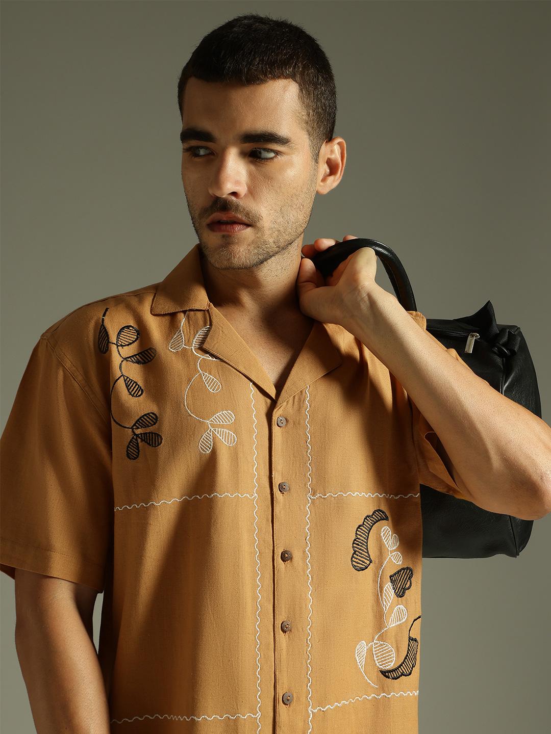 DENNISON Embroidered Oversized Casual Shirt