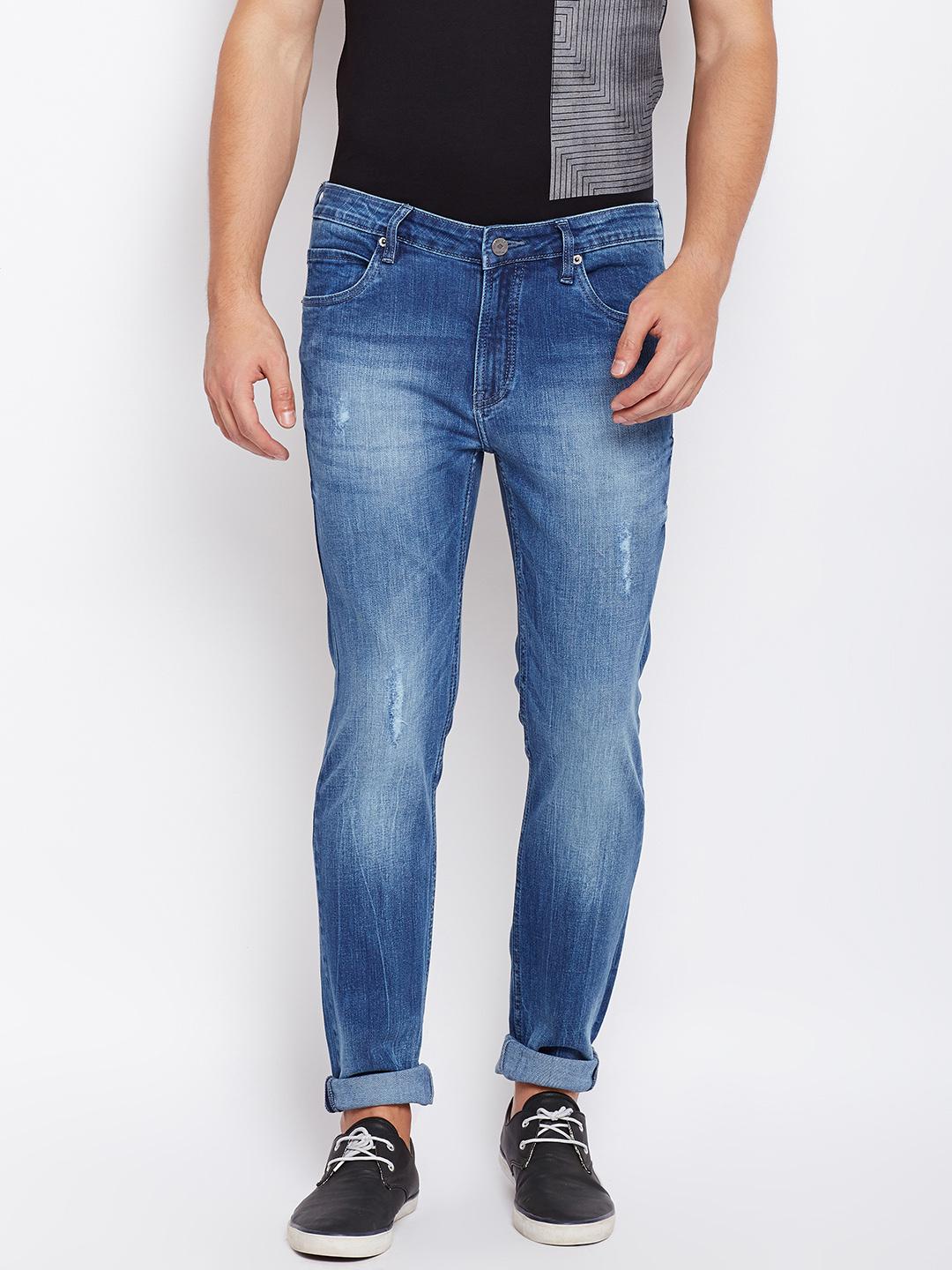 Buy Blackberrys Men Blue Skinny Fit Low Rise Low Distress Stretchable ...