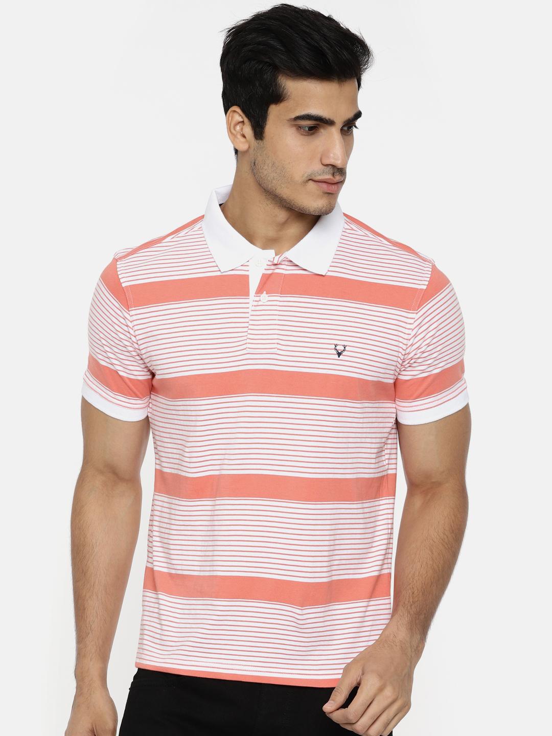 Buy Allen Solly Men White Striped Polo Collar T Shirt - Tshirts for Men ...