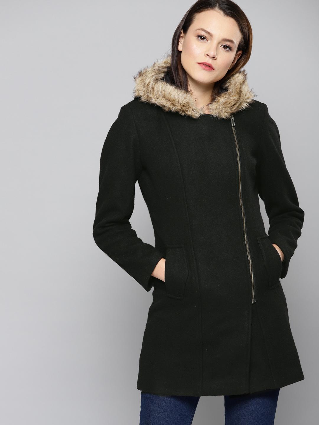 Chemistry Women Black Solid Parka