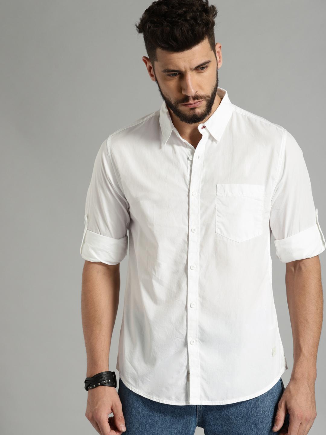 Roadster Men White  Cotton Casual Shirt