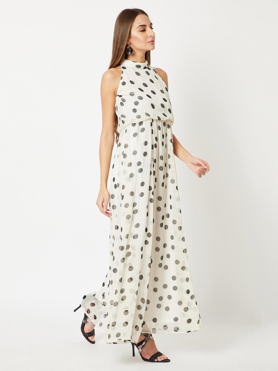 Women Green & Off-White Printed Maxi Dress main image 1