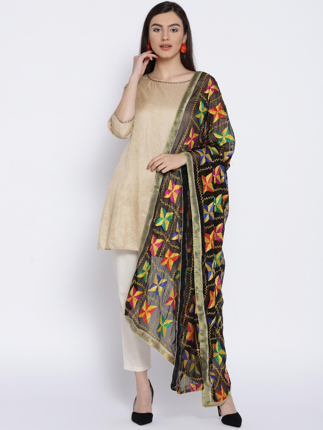 Weavers Villa Women's Indian Handicraft Ethnic Dupatta Phulkari Embroided Dupatta Chunni/Stole/Scarf, Red, Large : Buy Online at Best Price in KSA - Souq is now