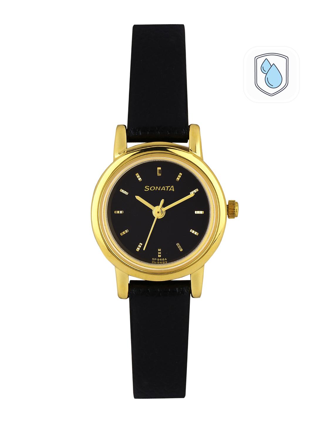 Buy Sonata Quartz Analog With Black Dial Watch For Women Nt8976yl03w - - Accessories for Women