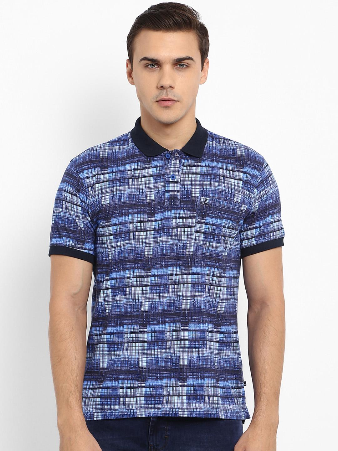 Buy Parx Men Blue Printed Polo Collar Pure Cotton T Shirt - Tshirts for ...