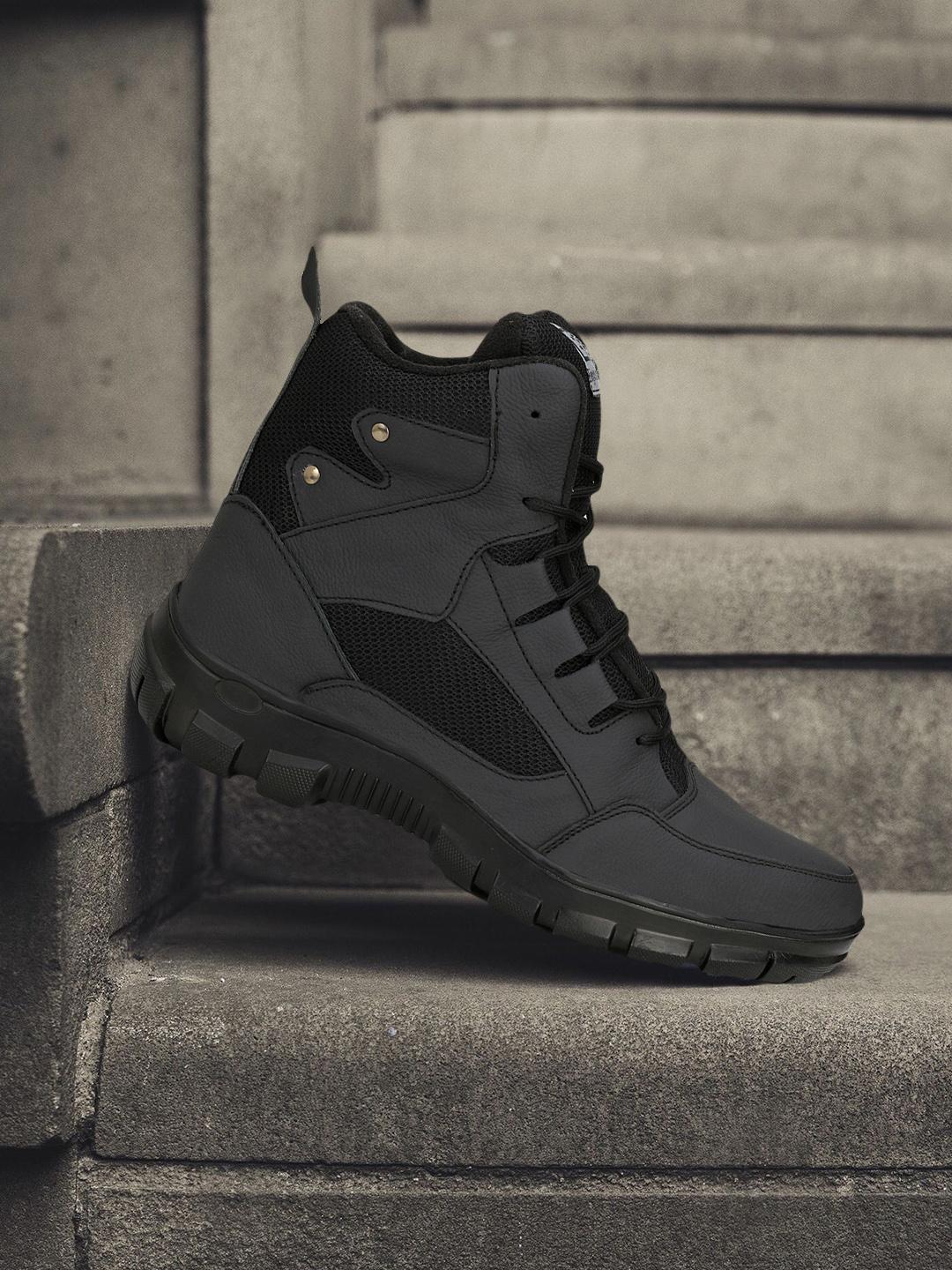 Buy Eego Italy Men Black Leather High Top Trekking Shoes - - Footwear for Men
