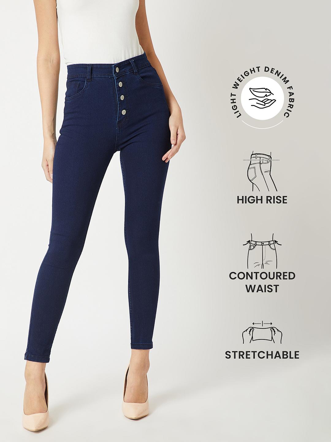 Miss Chase Women Navy Blue Skinny Fit High-Rise Clean Look Jeans