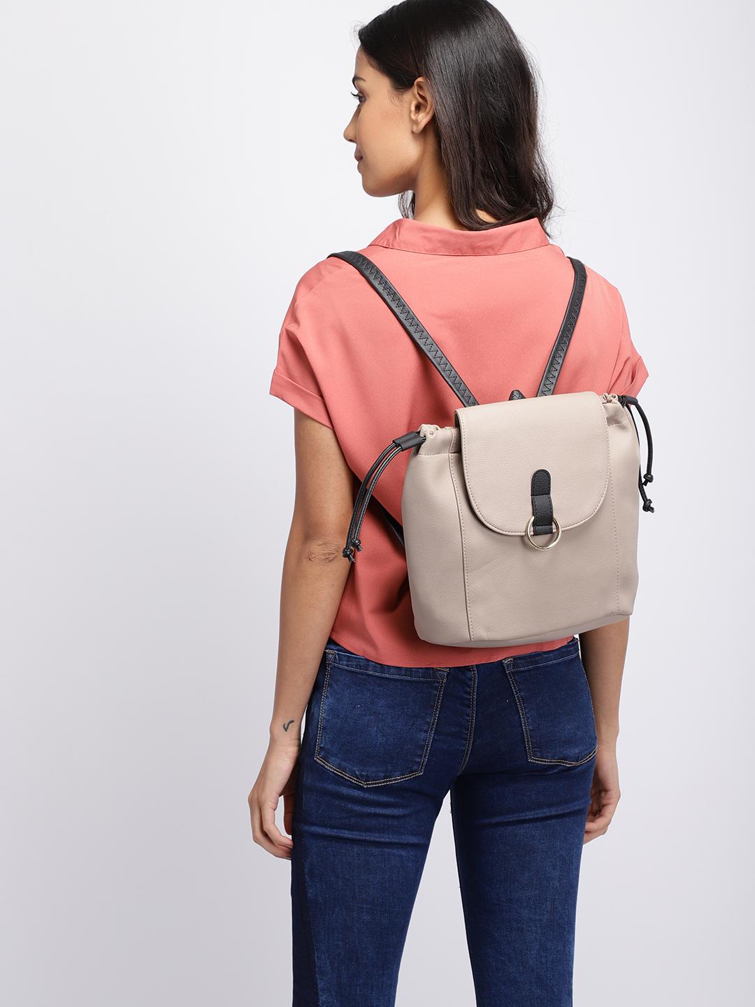 Buy Baggit Women Beige Solid Backpack - Backpacks for Women 9306297 ...