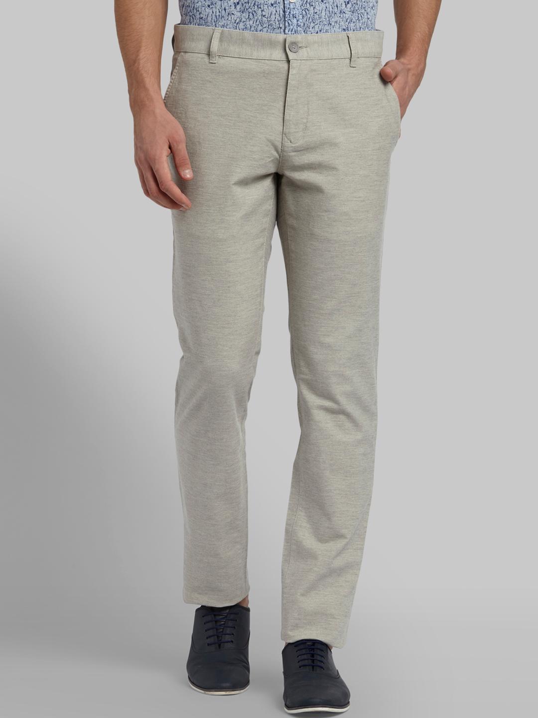 Buy Parx Men Grey Tapered Fit Solid Regular Trousers - Trousers for Men ...