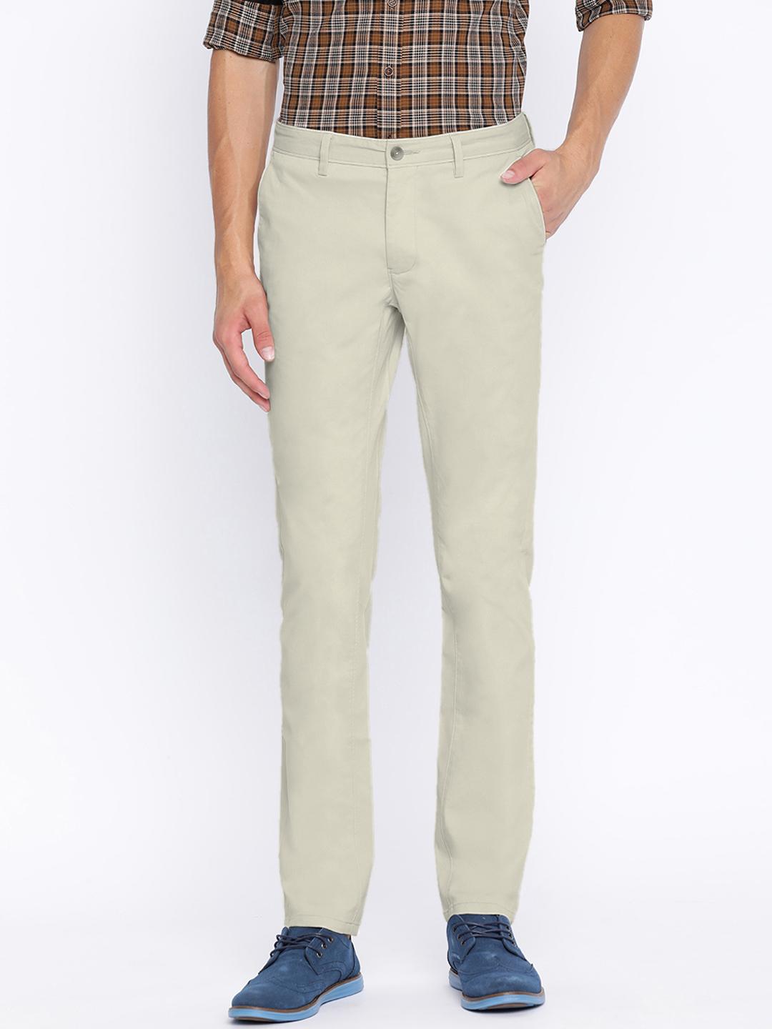 Men'S Dark-Beige Tapered Fit Formal Trousers