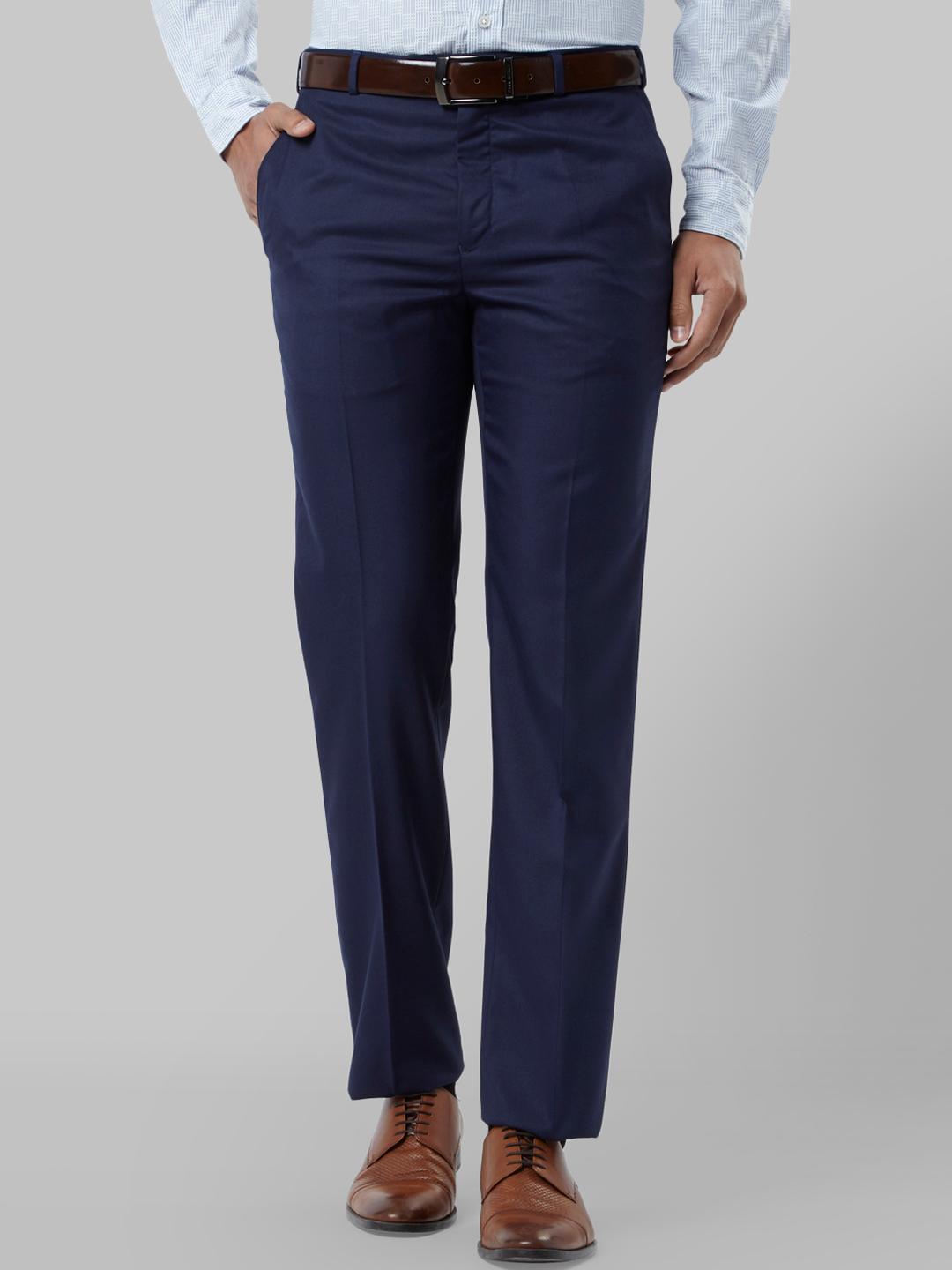 Buy Raymond Men Navy Blue Regular Fit Solid Formal Trousers - Trousers ...