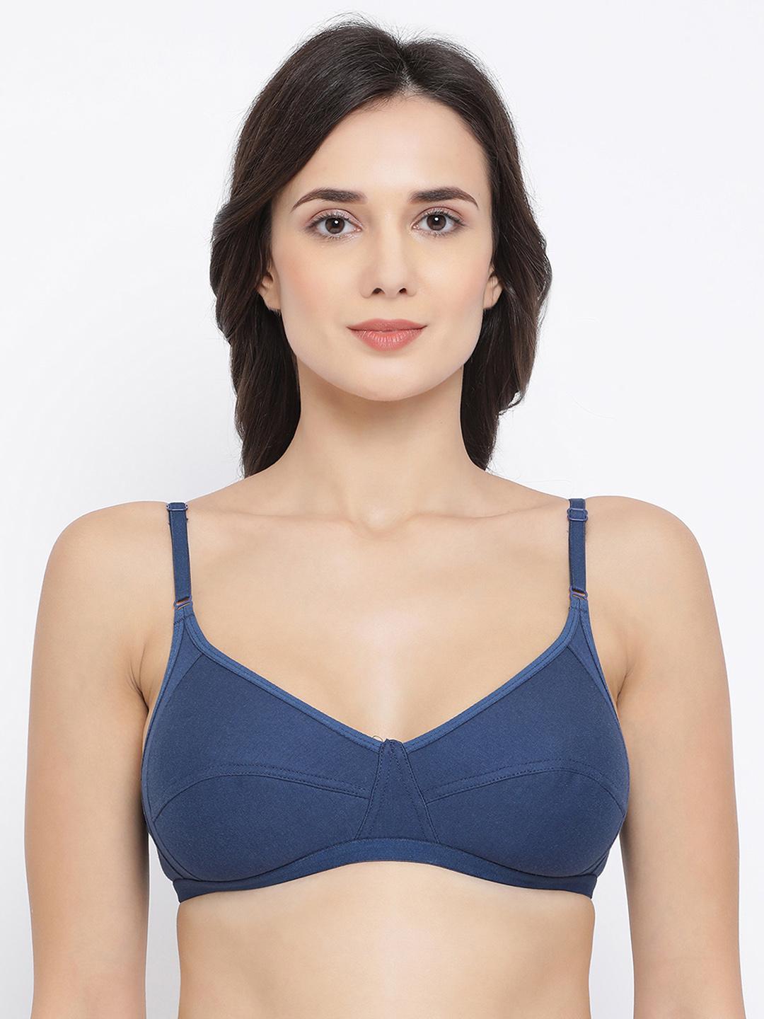Buy Clovia Blue Solid Cotton Non Padded Full Cup Bra BR1953P08 -  - Apparel for Women