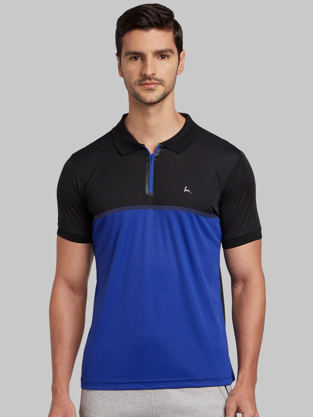 Buy Parx Men Black Colourblocked Polo Collar T Shirt - Tshirts for Men ...