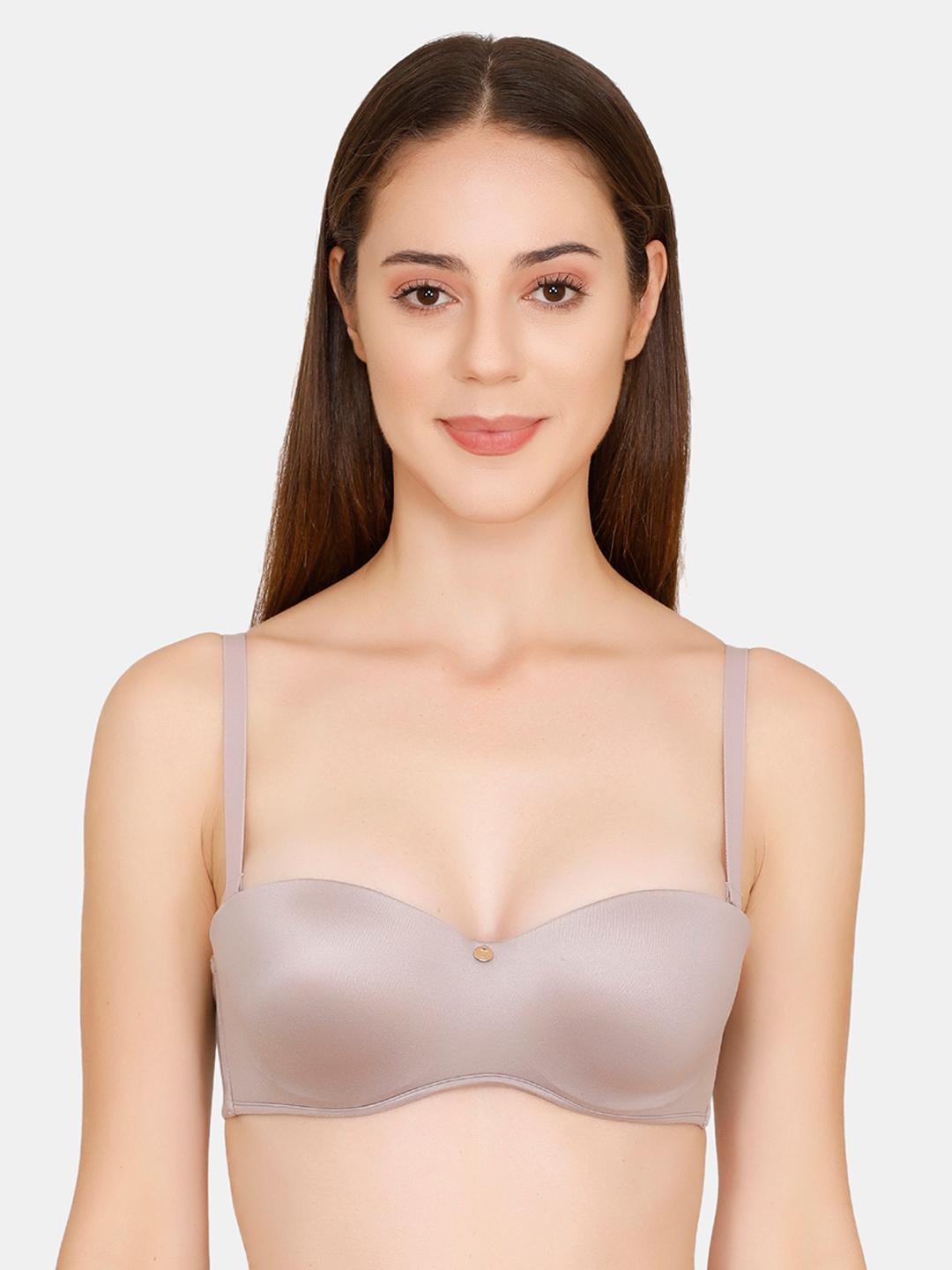 Buy Zivame Grey Solid Underwired Lightly Padded Balconette Bra ZI1774FASHEPURP -  - Apparel for Women