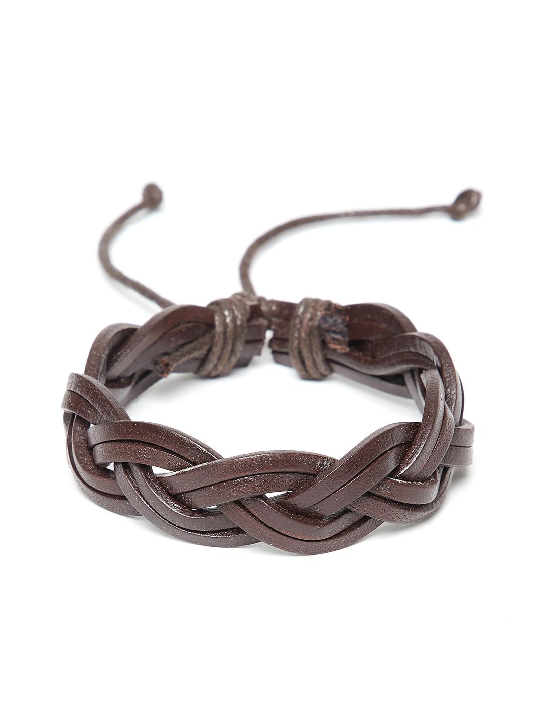 Alvaro Castagnino Men Brown Leather Wraparound Bracelet - Image 1