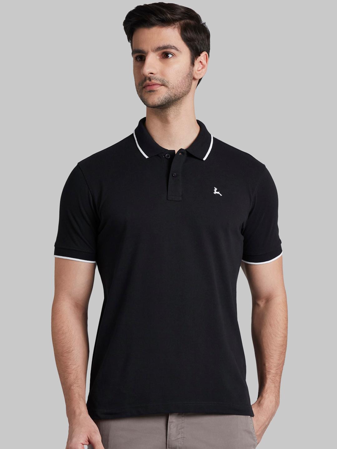 Buy Parx Men Black Solid Polo Collar T Shirt - Tshirts for Men 10571764 ...