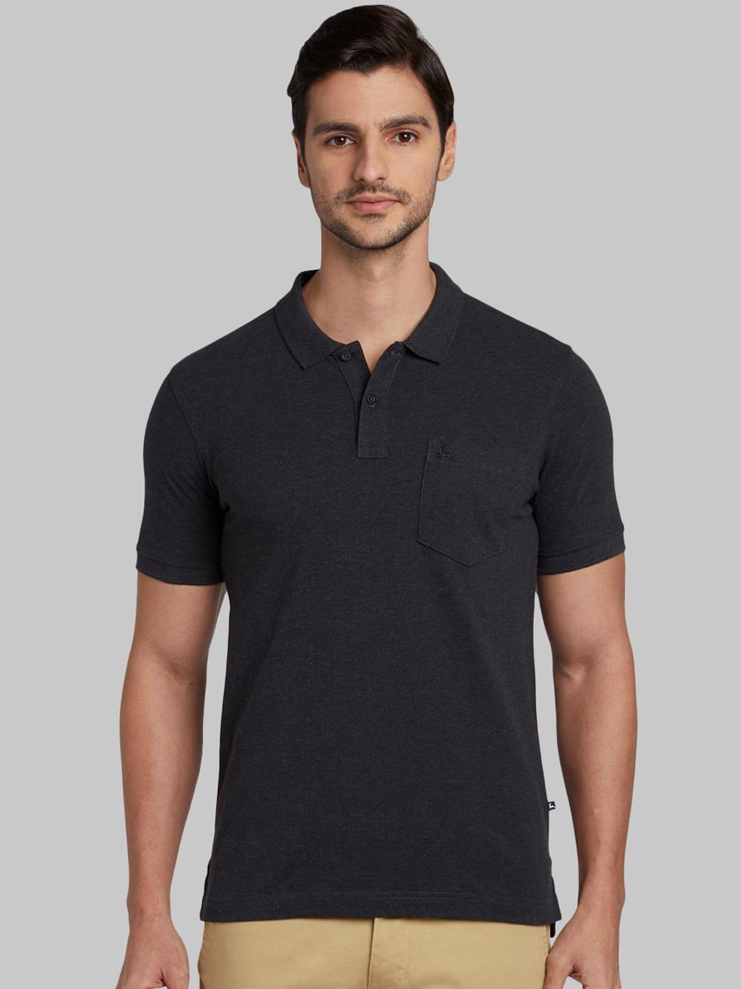Buy Parx Men Black Solid Polo Collar T Shirt - Tshirts for Men 10421692 ...