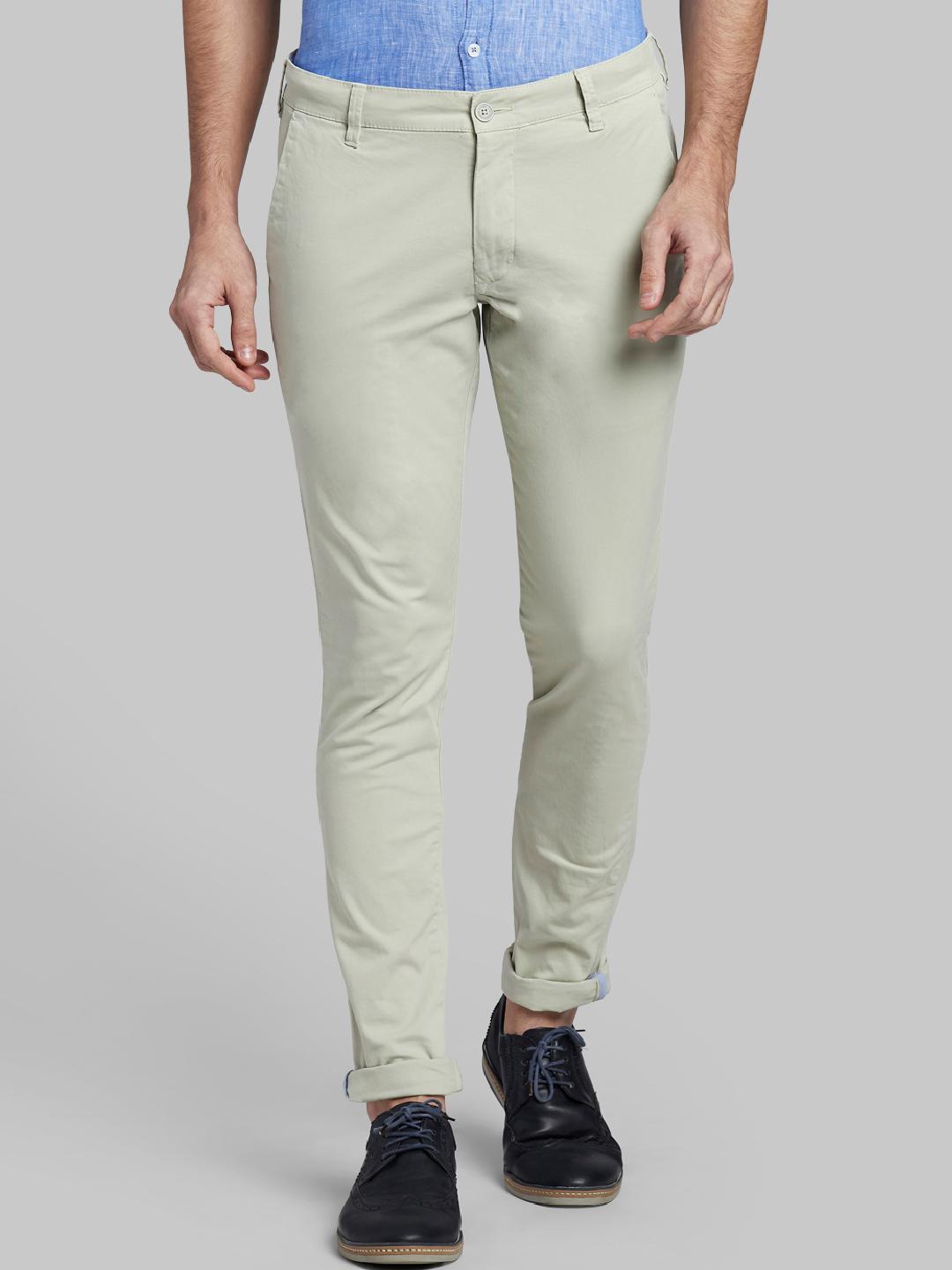 Buy Parx Men Green Regular Fit Solid Regular Trousers - Trousers for ...