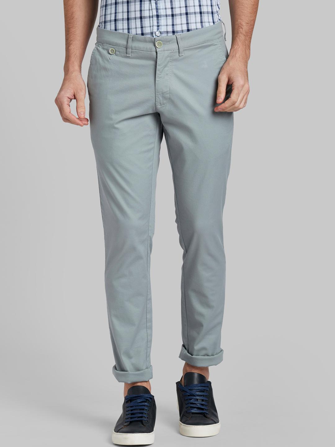 Buy Parx Men Grey Regular Fit Self Design Regular Trousers - Trousers ...