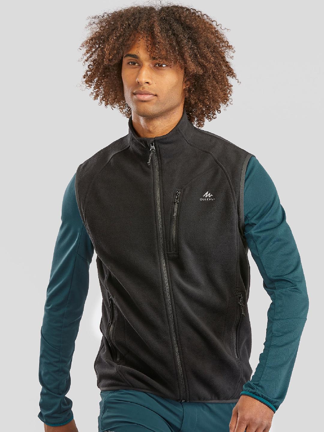 Buy Decathlon Quechua Men Black Sleeveless Warm Fleece Jacket Full Zip ...
