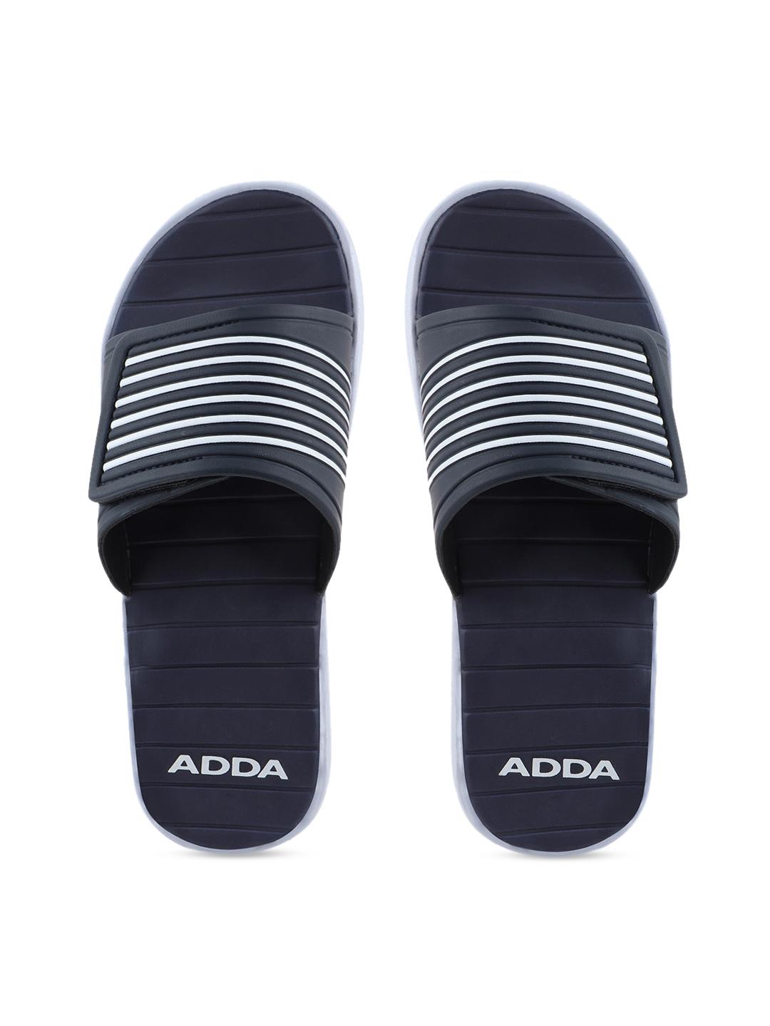 Buy Adda Men Navy Blue Self Design Sliders - Flip Flops for Men ...