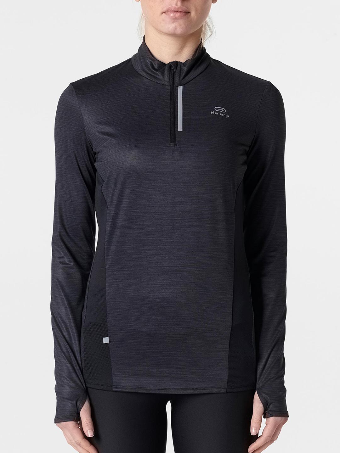 Buy Decathlon KIPRUN Women Black Solid High Neck T Shirt - Tshirts for ...