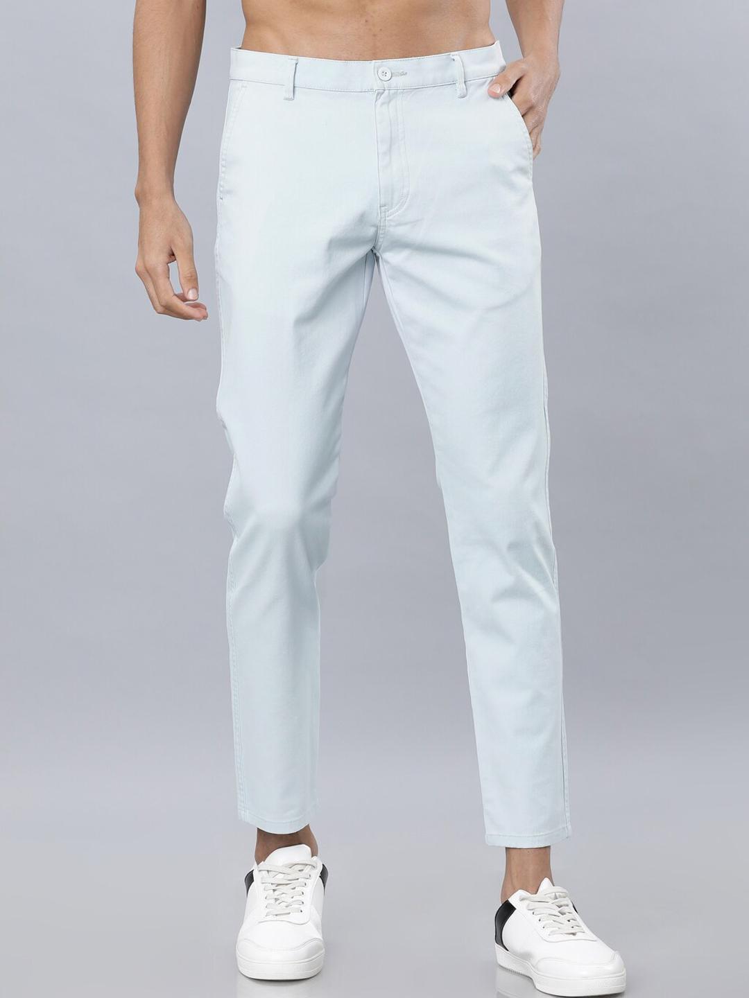 Buy HIGHLANDER Men Blue Slim Fit Solid Regular Trousers - Trousers for ...