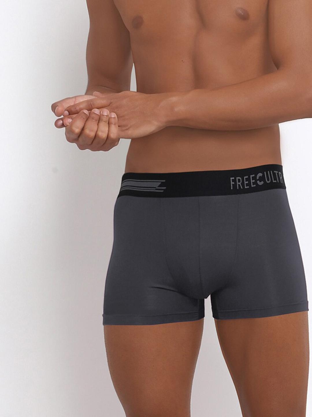 Buy FREECULTR Men Pack Of 2 Grey Solid Anti Bacterial Trunks -  - Apparel for Men