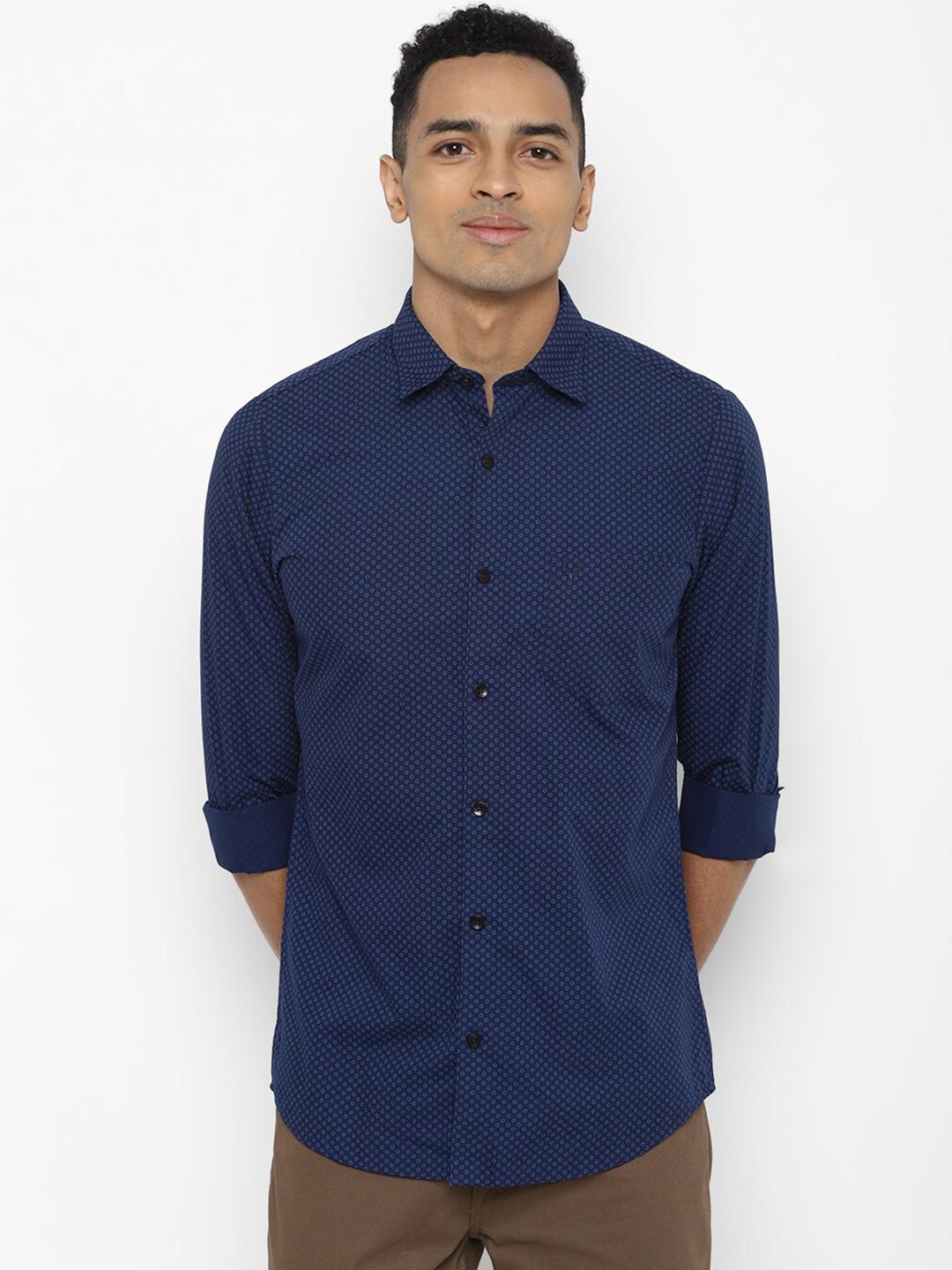 Allen Solly Men Navy Blue Slim Fit Printed Casual Shirt